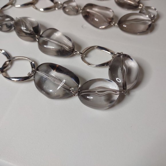 Long 41 Inch Dell'Olio Necklace With Large Clear Plastic Beads - Picture 3 of 12